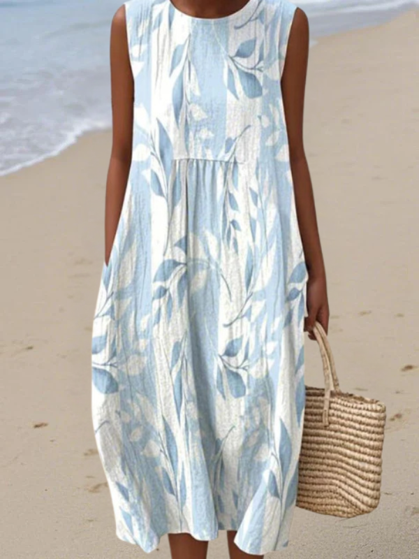 Ivy | Leaf Print Midi Dress