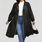The Elara Curve Cinch Hooded Windbreaker Coat
