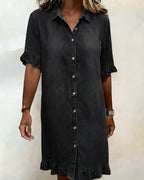 Elira | Puff-Sleeve Button Dress