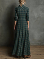 Elara | Plaid Maxi Shirt Dress