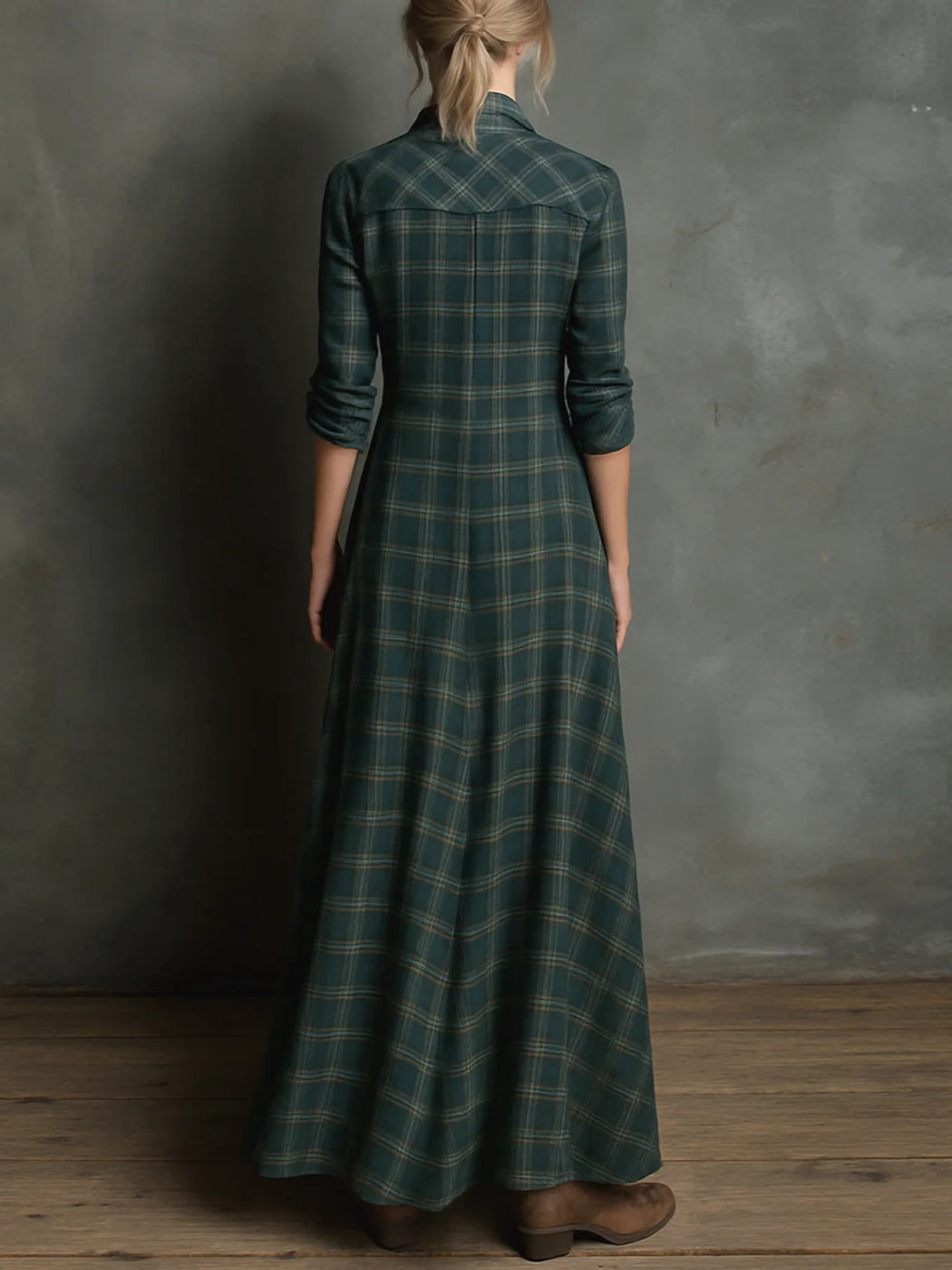 Elara | Plaid Maxi Shirt Dress