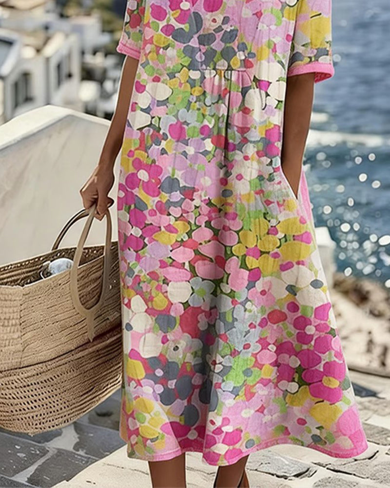 Elena | Flowing Floral Midi Dress