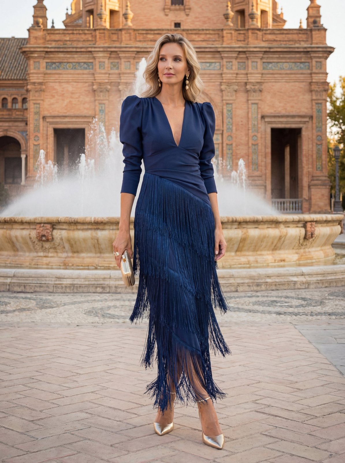 Dora | Draped Fringe Maxi Dress