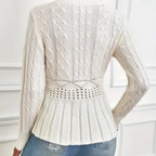 Women's Chunky-Knitted Crew Neck Peplum Sweater🧶👚