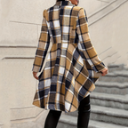 Women's Plaid High-Low Peplum Coat