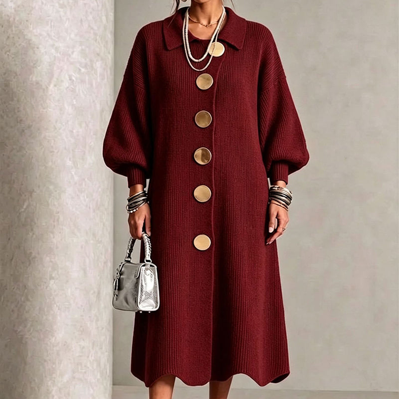 ✨Women's Lantern Sleeve Ribbed Knit Maxi Dress