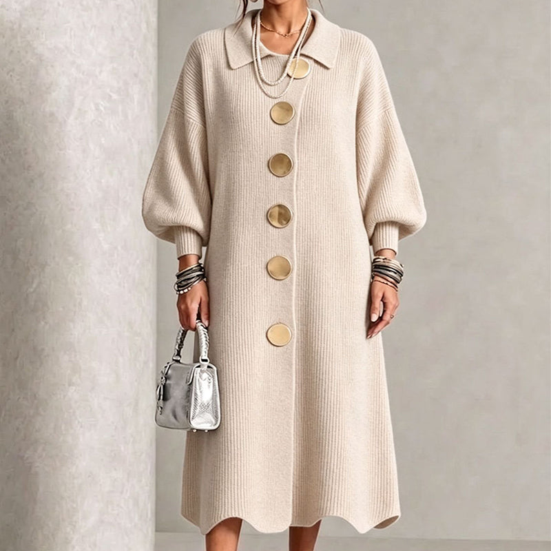 ✨Women's Lantern Sleeve Ribbed Knit Maxi Dress