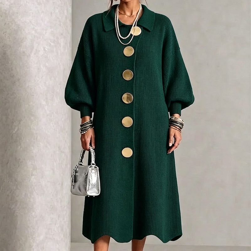 ✨Women's Lantern Sleeve Ribbed Knit Maxi Dress