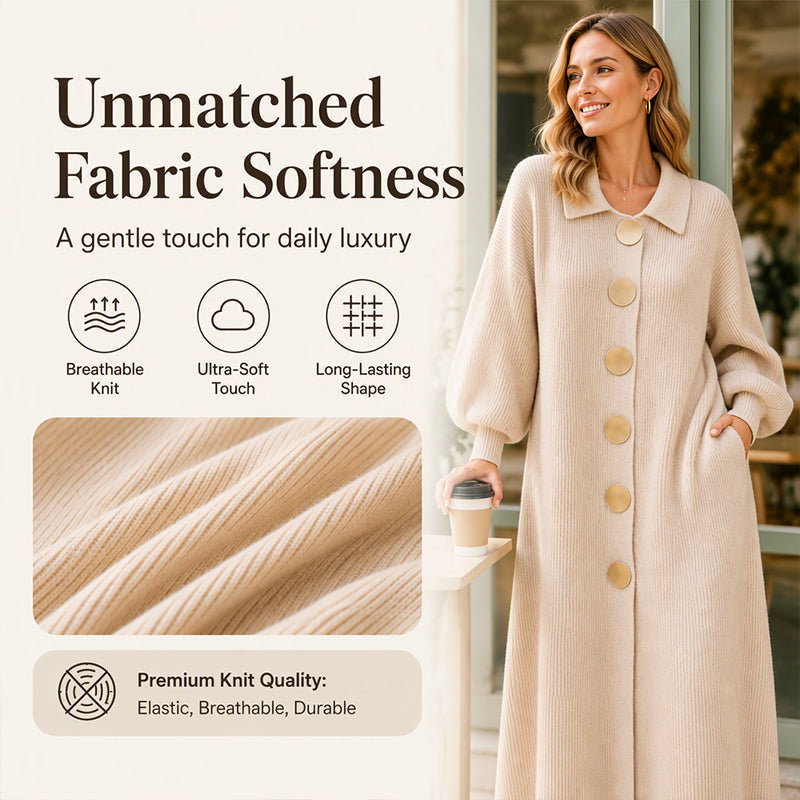 ✨Women's Lantern Sleeve Ribbed Knit Maxi Dress