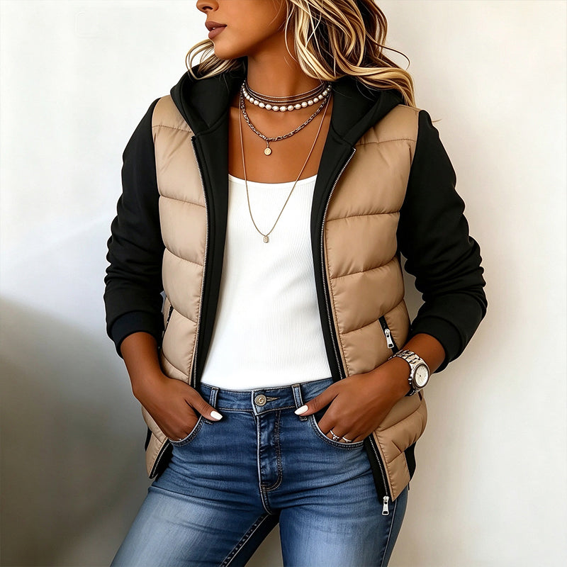 💖Women's Color-Block Padded Hooded Jacket