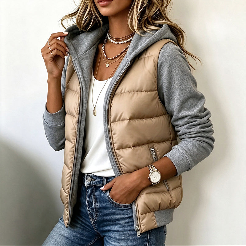 💖Women's Color-Block Padded Hooded Jacket