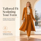 💖Women's Elegant Autumn 2 Piece Outfit Set with Retro Long Sleeve Coat and Simple Trousers